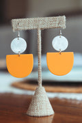 White and Orange Acrylic Drop Earrings