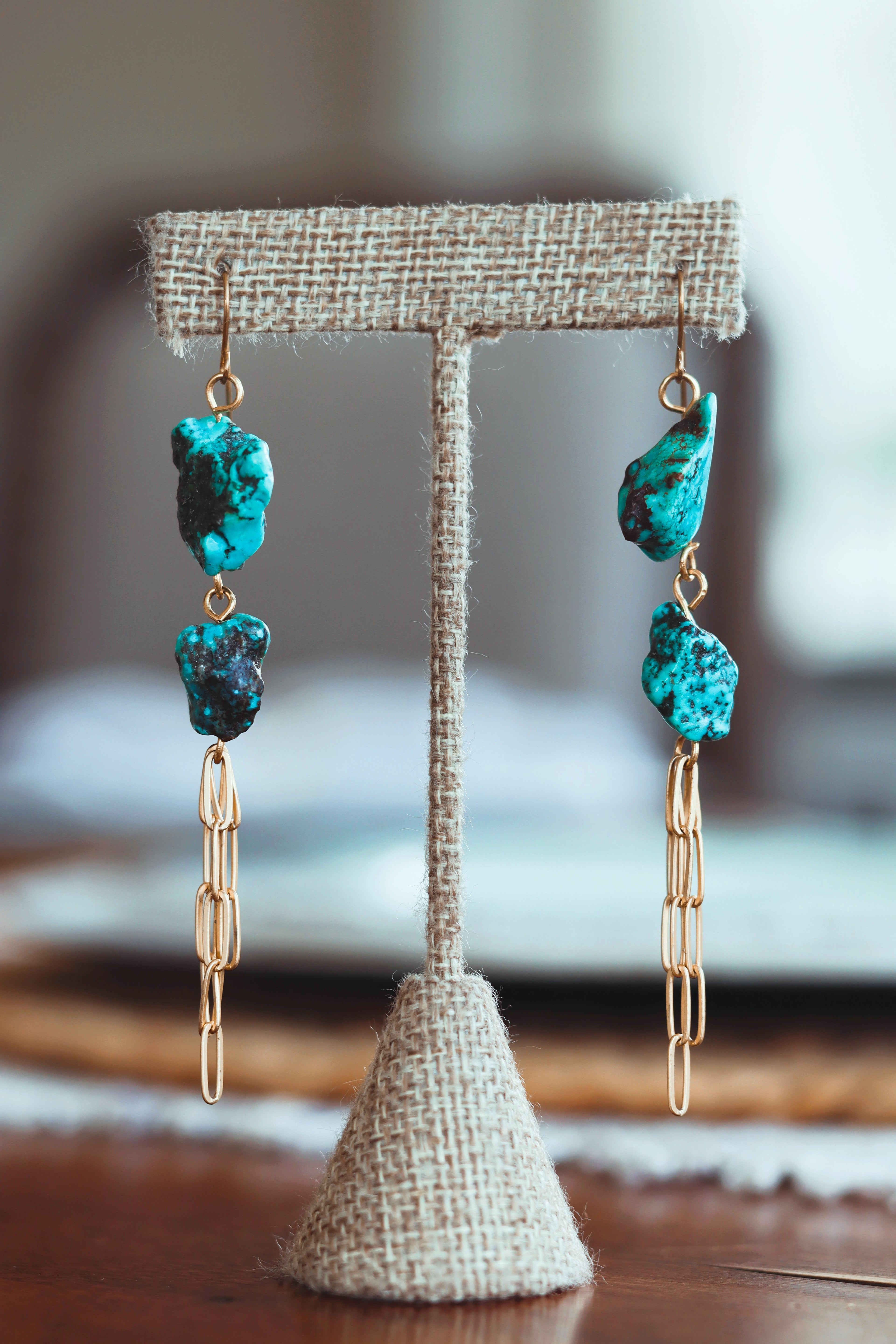 Turquoise drops with paperclip chain