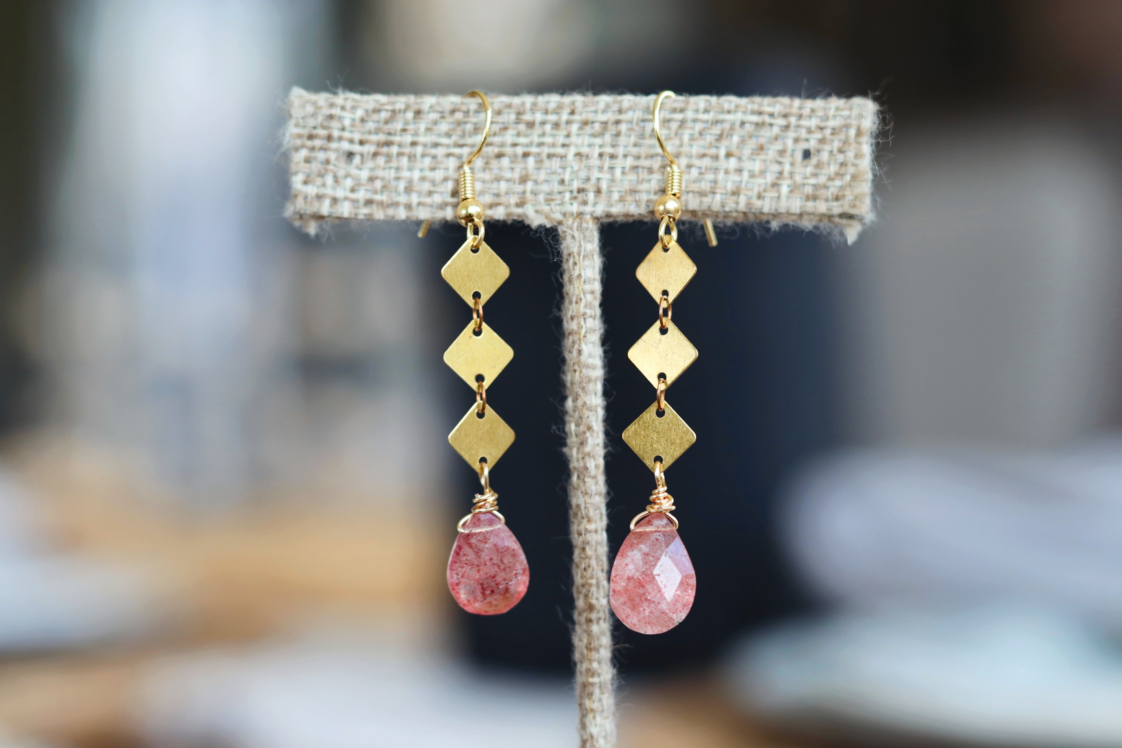 Rose Quartz drop earrings