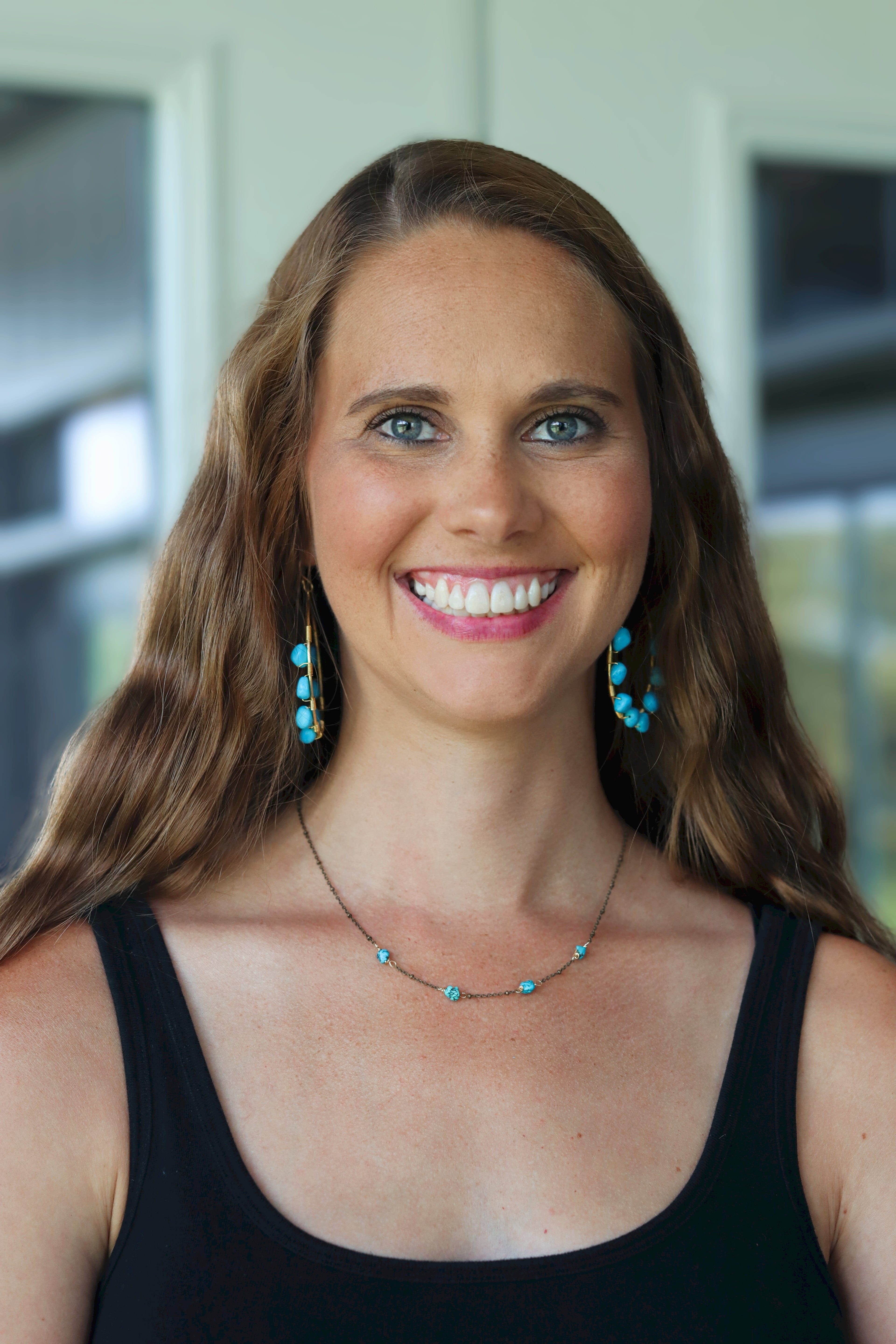 Natural blue turquoise stone hoop