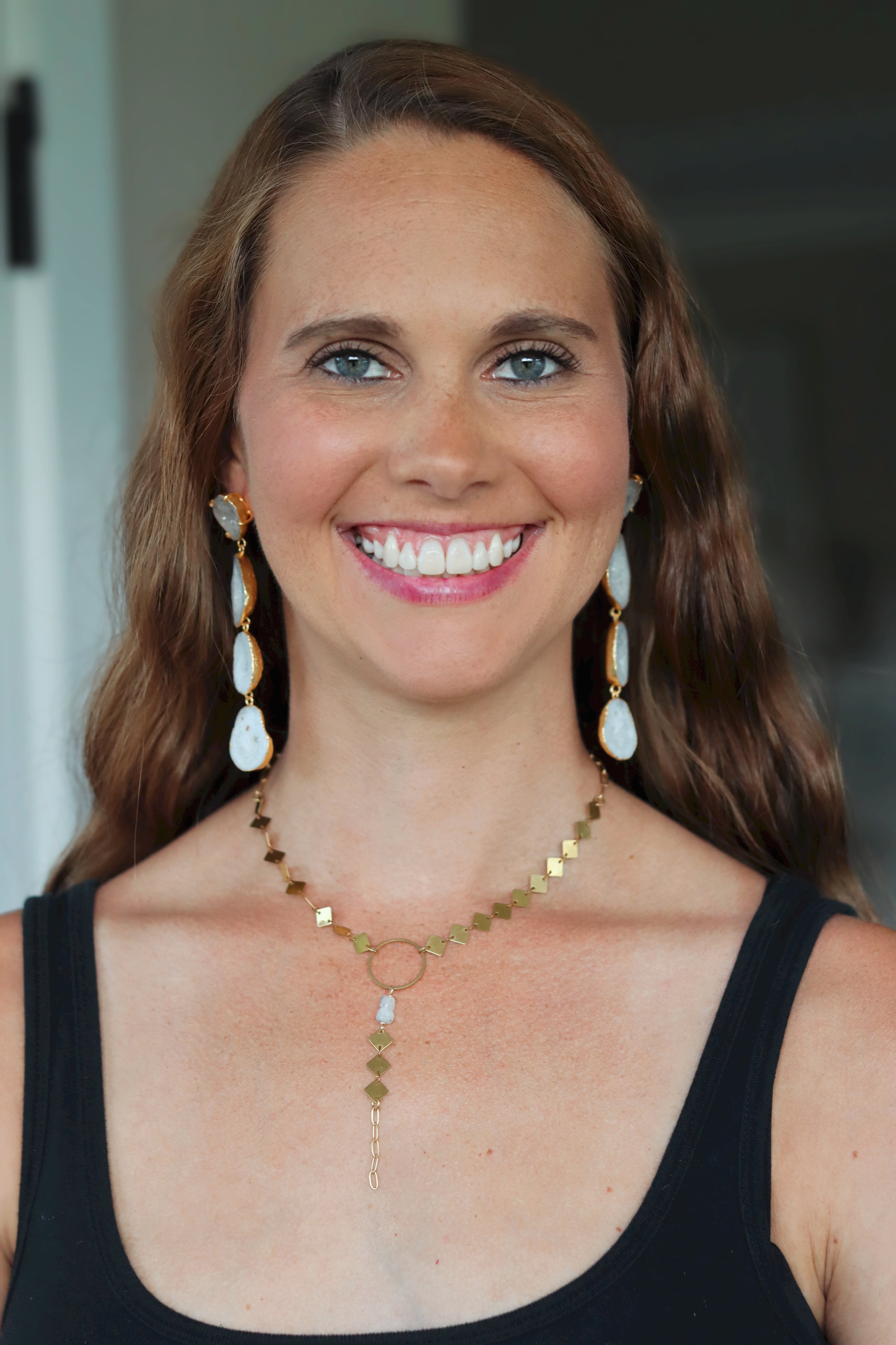 Large quartz statement earrings