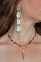 Square Chain Moonstone Y Necklace