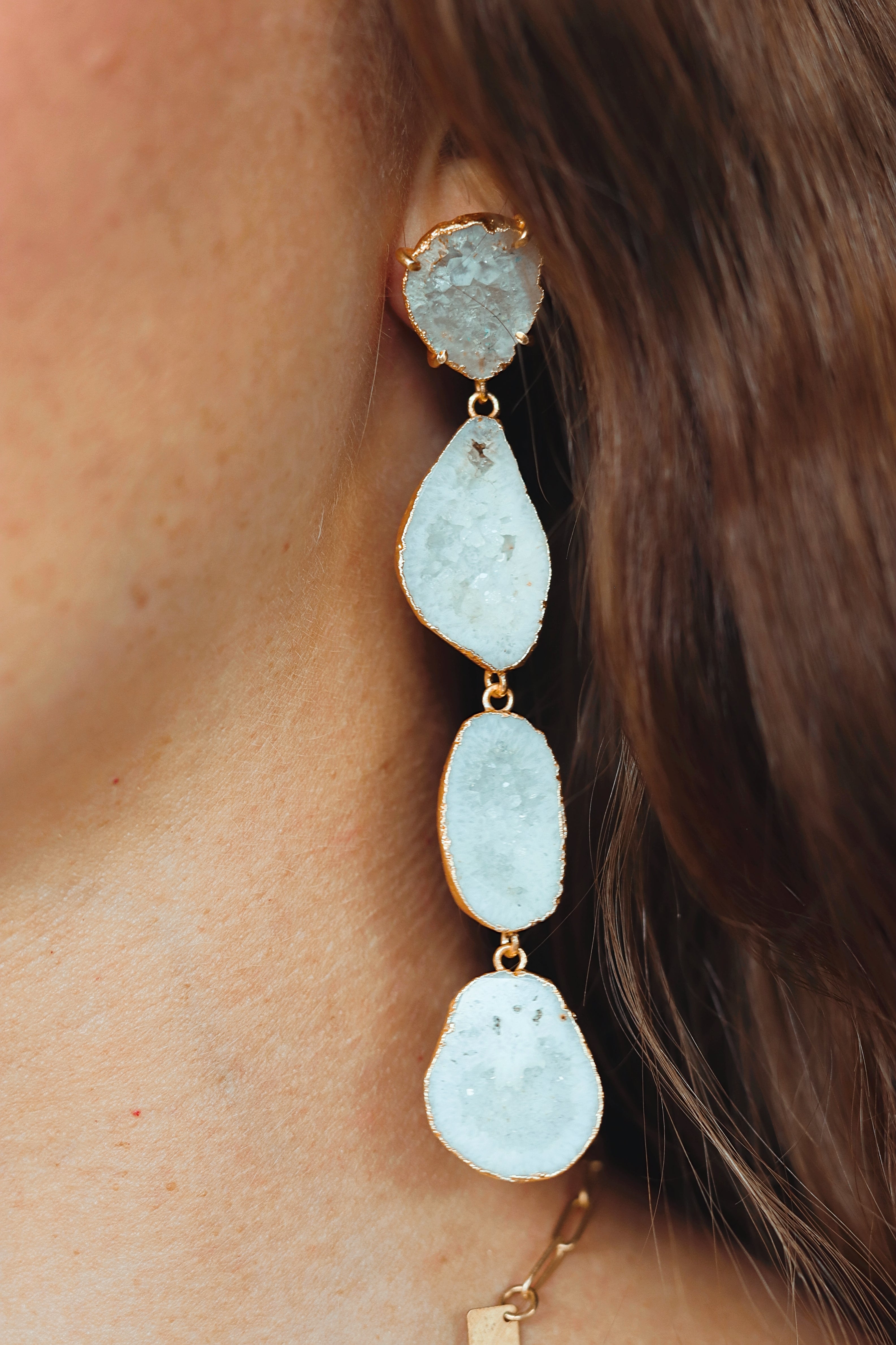 Large quartz statement earrings