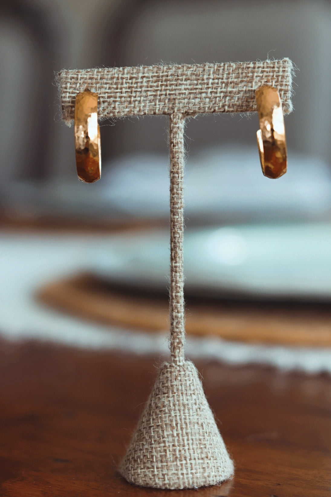 Gold hammered hoops
