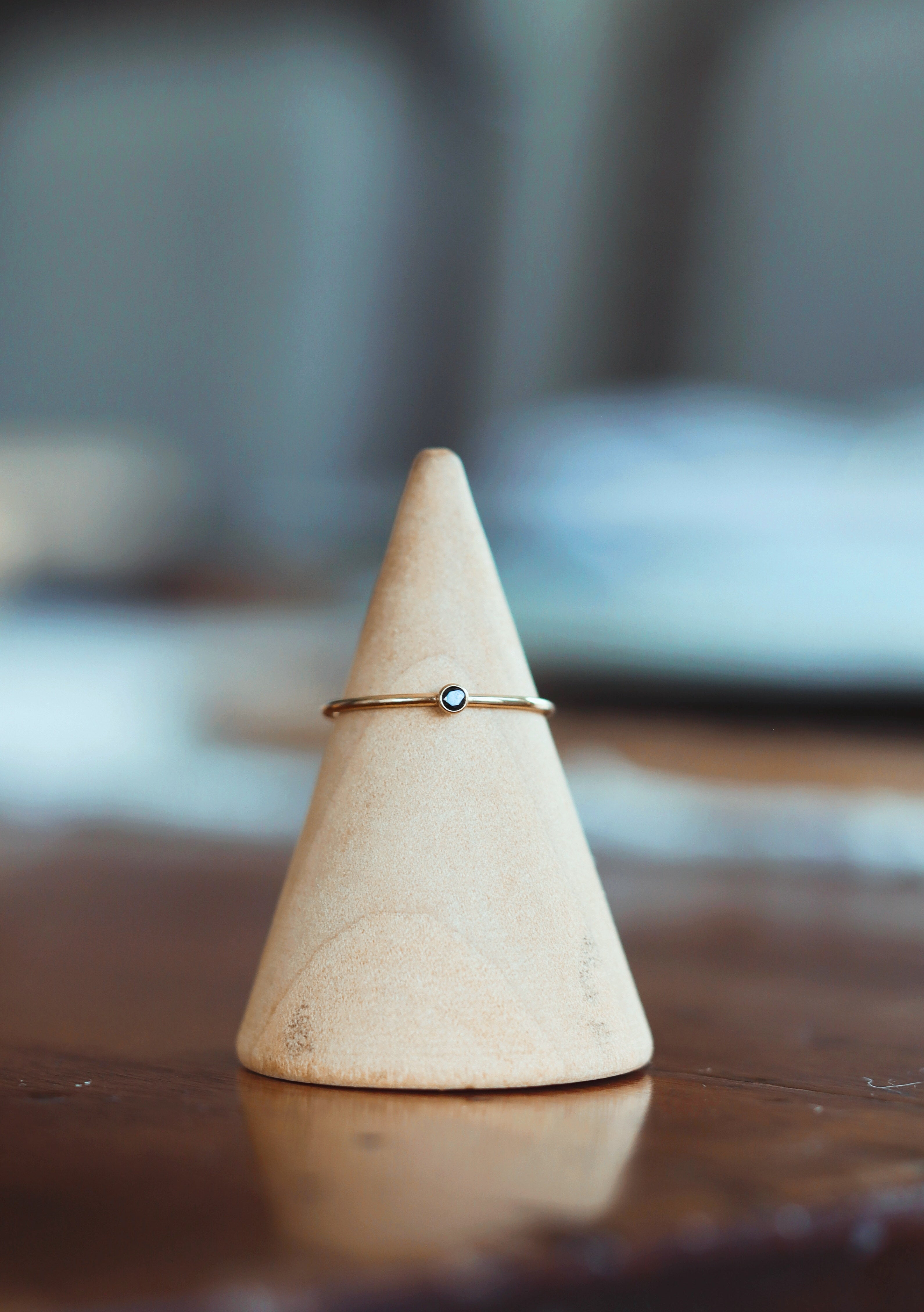 Dainty Ring with Small Onyx - Size 7